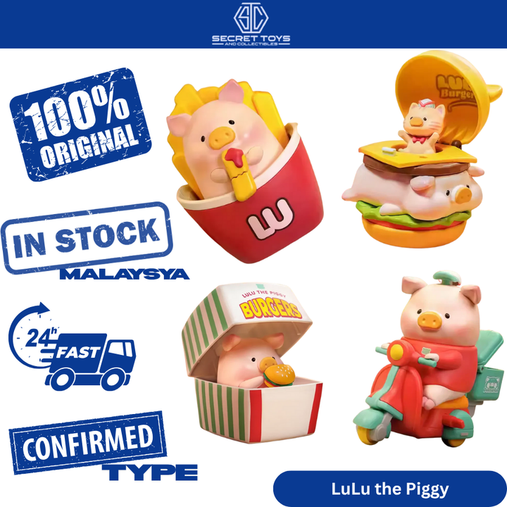Original TOYZEROPLUS LuLu the Piggy Burgers Series Lulu Pig Blind Box Toy 罐头猪lulu猪汉堡急送系列可动娃娃手办盲盒摆件礼物