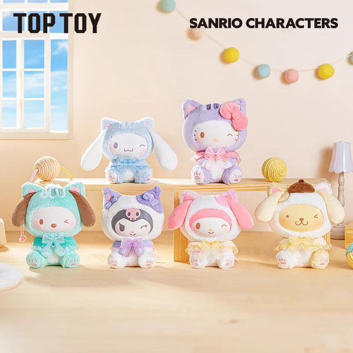 Original TOPTOY Sanrio Characters Play with Kittens Series Plush Keychains Blind Box 三丽鸥逗逗小猫搪胶毛绒系列盲盒