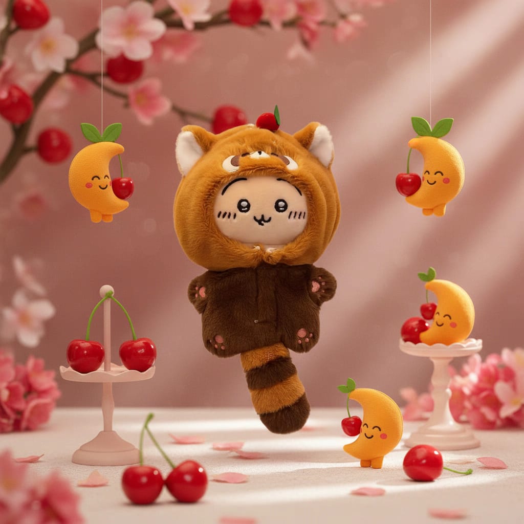 Japan KIRARUN Chiikawa Berry Bear Plush Keychain Cute Bag Charm