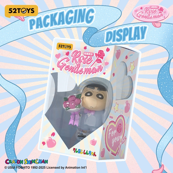 Original 52TOYS Crayon Shinchan Limited Edition-Rose Gentleman Figure Toy 蜡笔小新限定版优雅玫瑰手办潮玩玩具公仔桌面摆件