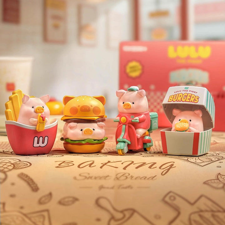 Original TOYZEROPLUS LuLu the Piggy Burgers Series Lulu Pig Blind Box Toy 罐头猪lulu猪汉堡急送系列可动娃娃手办盲盒摆件礼物
