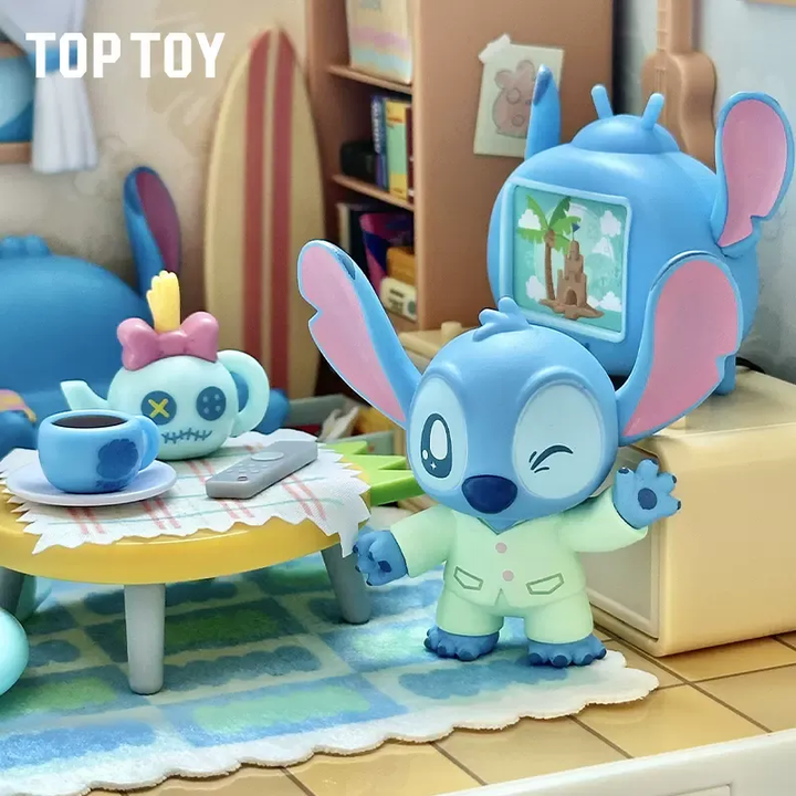 Original TOPTOY Stitch Relaxing Moments Decorative Figurine TOPTOY 迪士尼史迪仔史迪奇惬意时刻摆件玩具史迪仔积木diy小屋