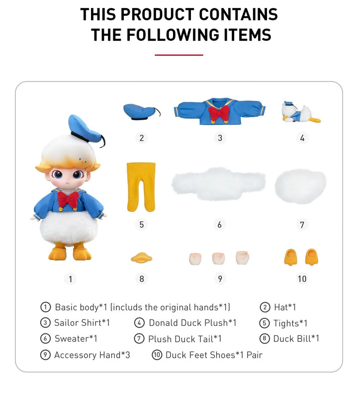 Original POP MART DIMOO Donald Duck 1/8 Action Figure 泡泡玛特DIMOO 唐老鸭1/8可动人偶玩具可爱手办礼物
