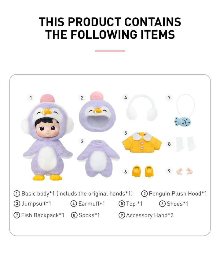 Original POP MART Hacipupu Penguin 1/8 Action Figure 泡泡玛特HACIPUPU 企鹅1/8可动人偶娃娃潮流手办摆件