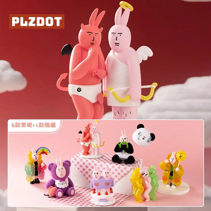 Original PLZDOT Pink Rabbit Beautiful Mood Series 2 Blind Box 粉红兔子美丽心情系列盲盒可爱潮玩手办搞笑抽象公仔摆件