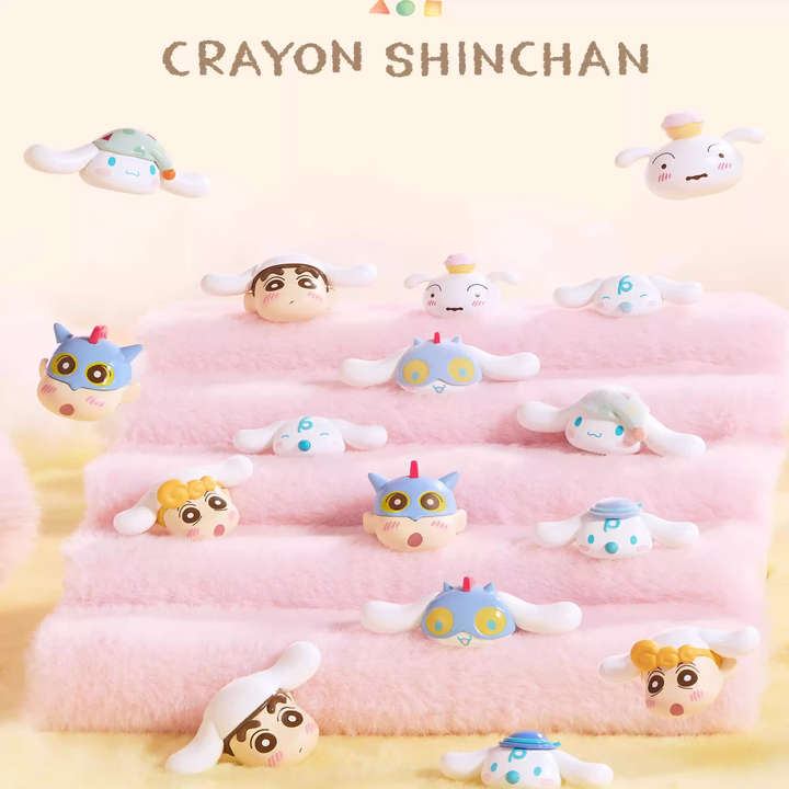 Original MINISO Cinnamoroll x Crayon ShinChan The Two Of Us Are Super Popular Series Blind Box 名创优品大耳狗蜡笔小新联名迷你粒盲盒萌粒公仔礼物摆件女