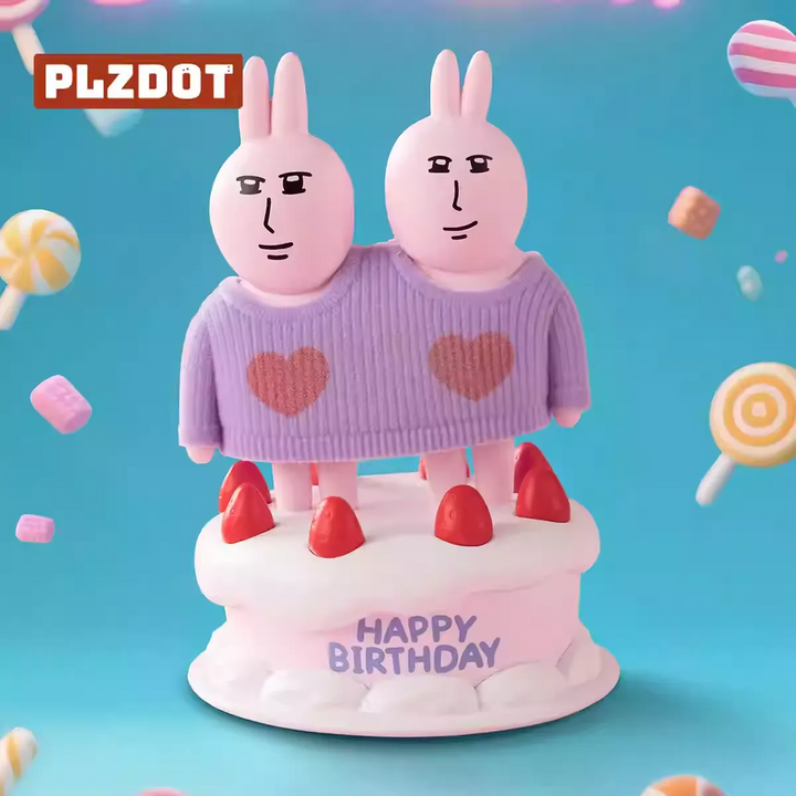 Original PLZDOT Pink Rabbit Beautiful Mood Series 2 Blind Box 粉红兔子美丽心情系列盲盒可爱潮玩手办搞笑抽象公仔摆件