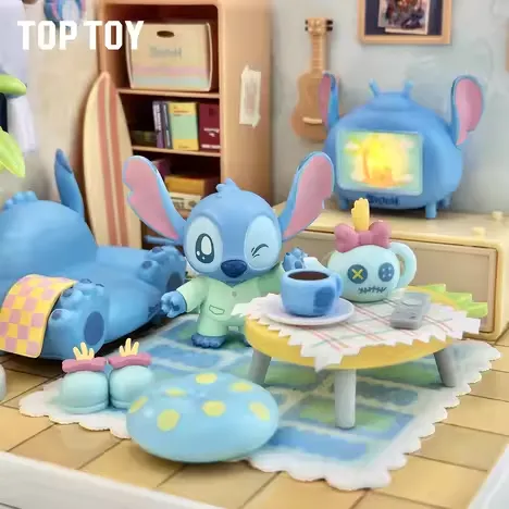Original TOPTOY Stitch Relaxing Moments Decorative Figurine TOPTOY 迪士尼史迪仔史迪奇惬意时刻摆件玩具史迪仔积木diy小屋