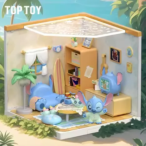 Original TOPTOY Stitch Relaxing Moments Decorative Figurine TOPTOY 迪士尼史迪仔史迪奇惬意时刻摆件玩具史迪仔积木diy小屋
