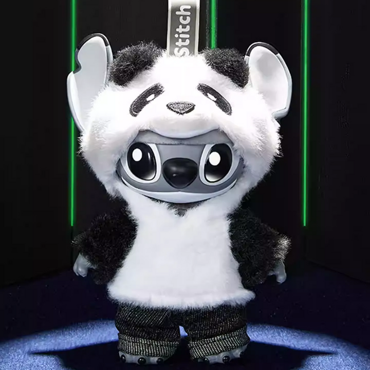 Original MINISO Stitch GenZ Street Series Panda Vinyl Figure 名创优品史迪奇限定GenZ街头系列熊猫搪胶公仔