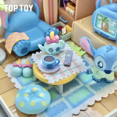 Original TOPTOY Stitch Relaxing Moments Decorative Figurine TOPTOY 迪士尼史迪仔史迪奇惬意时刻摆件玩具史迪仔积木diy小屋