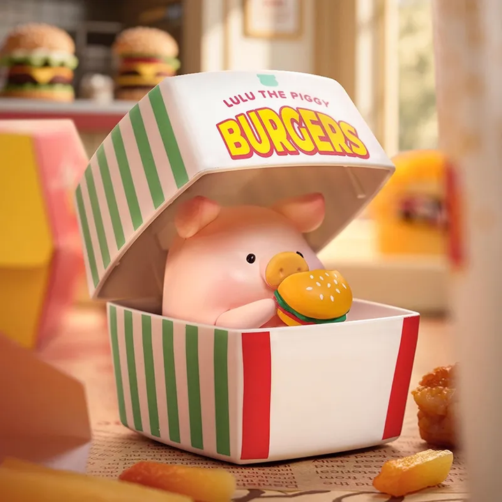 Original TOYZEROPLUS LuLu the Piggy Burgers Series Lulu Pig Blind Box Toy 罐头猪lulu猪汉堡急送系列可动娃娃手办盲盒摆件礼物