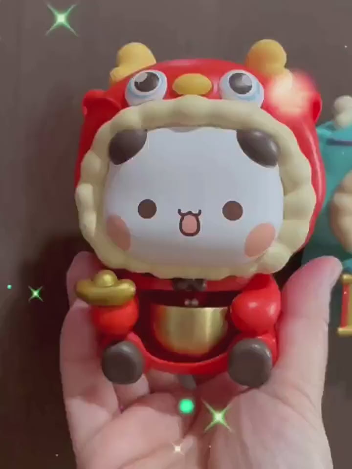 Original Panda Bubu And Yier Action Figure Toys Dragon Year Dopamine Doorbell 二次元造物家熊猫一二布布龙年多巴胺门铃铃铛磁吸入户门挂饰摆件