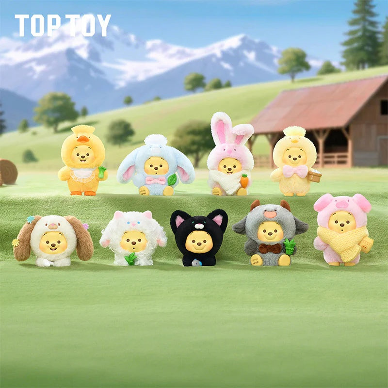 TOPTOY Winnie the Pooh Happy Farm Series Blind Box Plush Keychain TOPTOY小熊维尼农场动物系列盲盒潮玩毛绒公仔女生礼物挂件