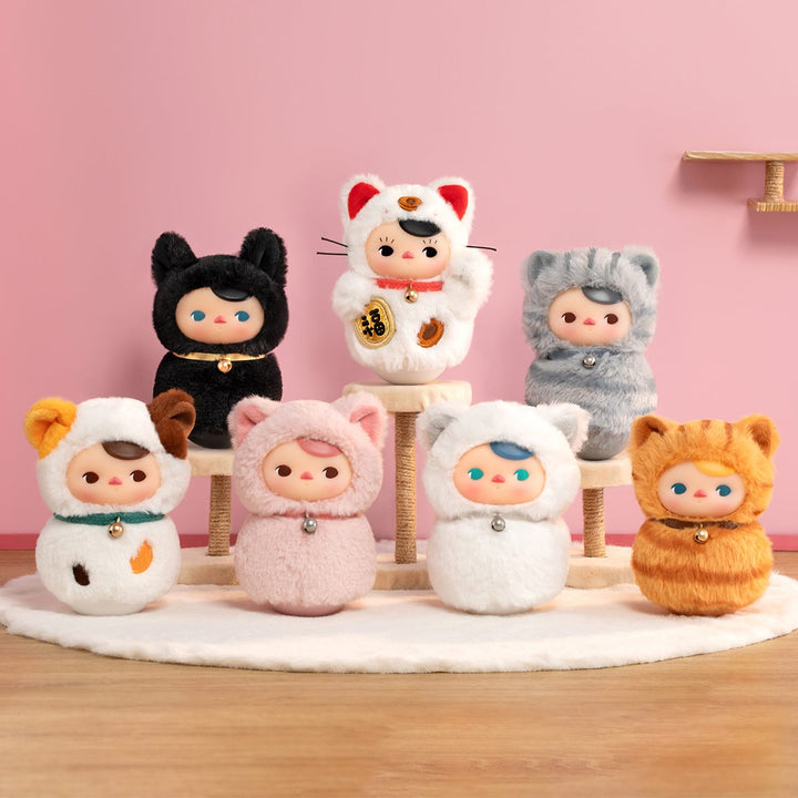 Original POPMART PUCKY Roly-Poly Kitty Series-Vinyl Plush Blind Box 不倒翁猫咪系列-乙烯基毛绒盲盒玩具公仔生日礼物儿童玩具