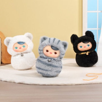 Original POPMART PUCKY Roly-Poly Kitty Series-Vinyl Plush Blind Box 不倒翁猫咪系列-乙烯基毛绒盲盒玩具公仔生日礼物儿童玩具