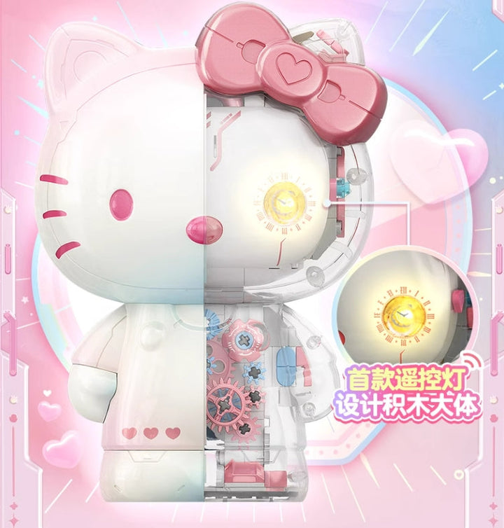 TOPTOY Sanrio Hello kitty Colorful Model Building Blocks 三丽鸥HELLO KITTY幻彩琉璃大体凯蒂猫拼装积木女生礼物