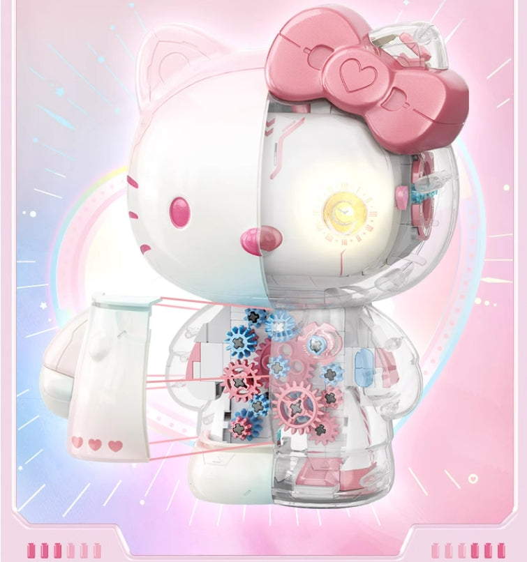 TOPTOY Sanrio Hello kitty Colorful Model Building Blocks 三丽鸥HELLO KITTY幻彩琉璃大体凯蒂猫拼装积木女生礼物