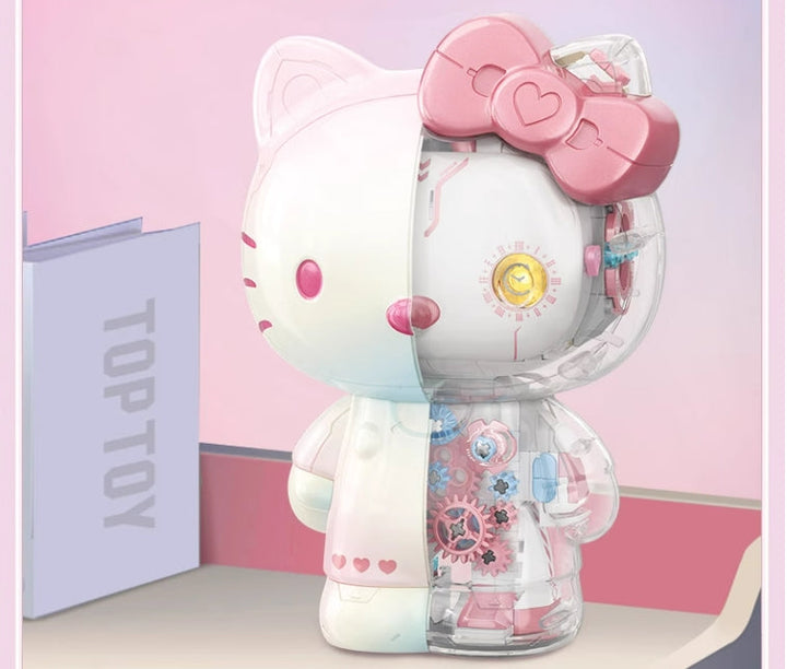 TOPTOY Sanrio Hello kitty Colorful Model Building Blocks 三丽鸥HELLO KITTY幻彩琉璃大体凯蒂猫拼装积木女生礼物