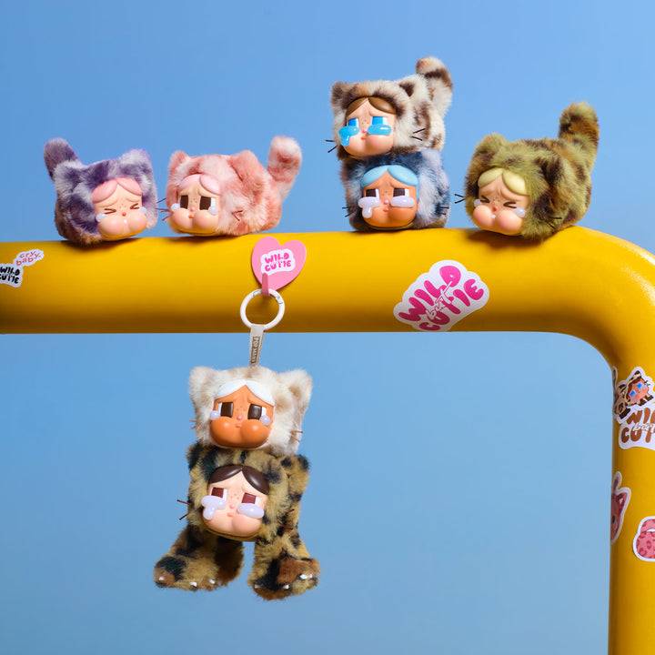 Original POPMART CRYBABY Wild but Cutie Series Vinyl Plush Pendant Blind Box CRYBABY哭娃豹豹猫猫系列搪胶毛绒挂件盲盒