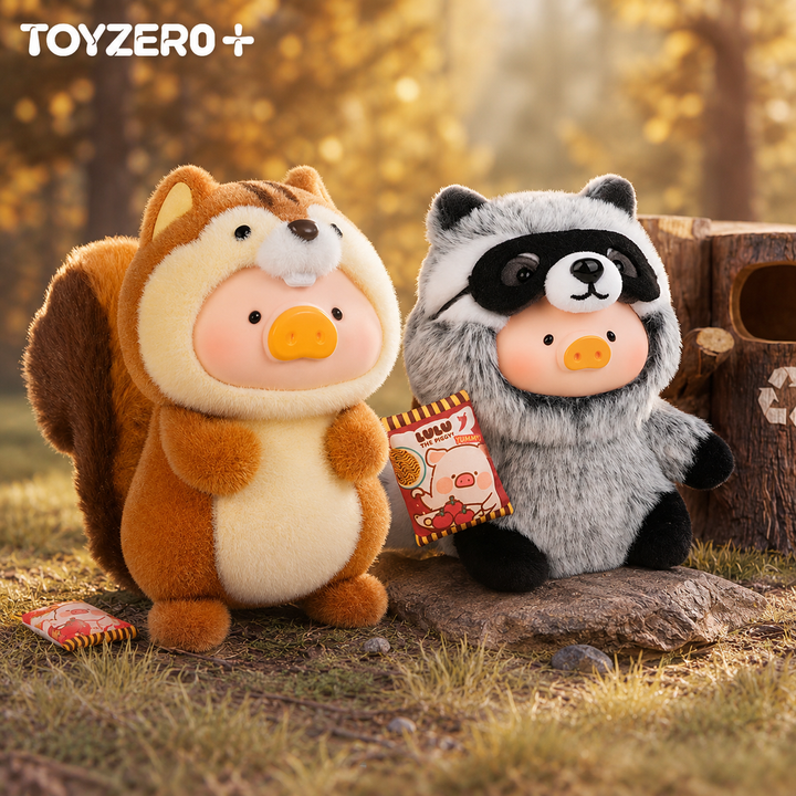 TOYZERO+Canned Pig LuLu Animal Party Series 2 Raccoon Keychain&Squirrel Figurines 罐头猪LuLu动物派对系列2面面小偷浣熊挂件&松鼠摆件