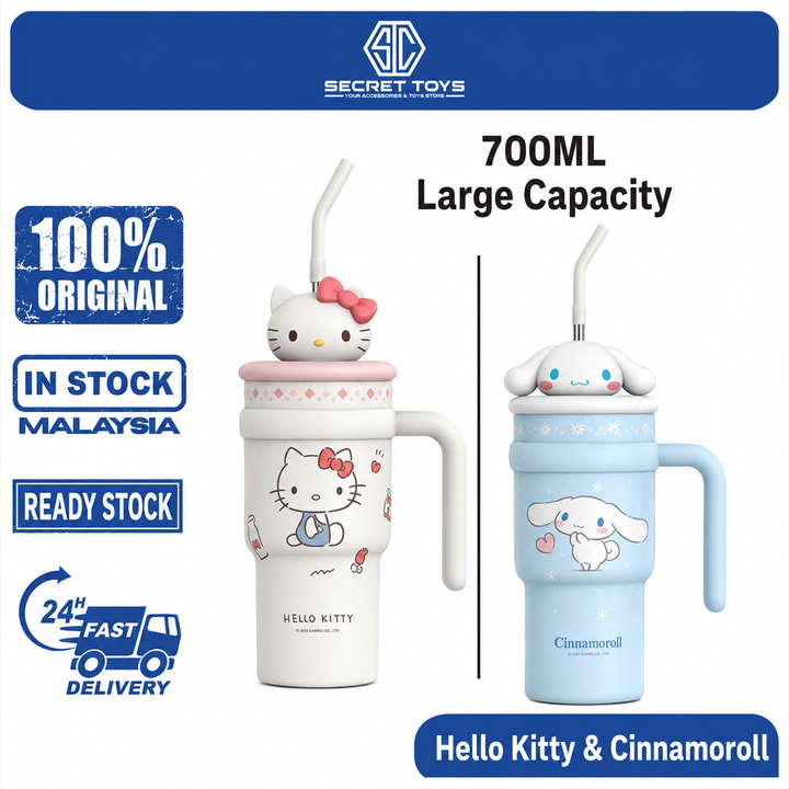 ORIGINAL Sanrio Hello Kitty & Cinnamoroll 700ml Insulated Tumbler Gift Set 保温杯大容量生日礼物三丽鸥冰霸吸管杯子