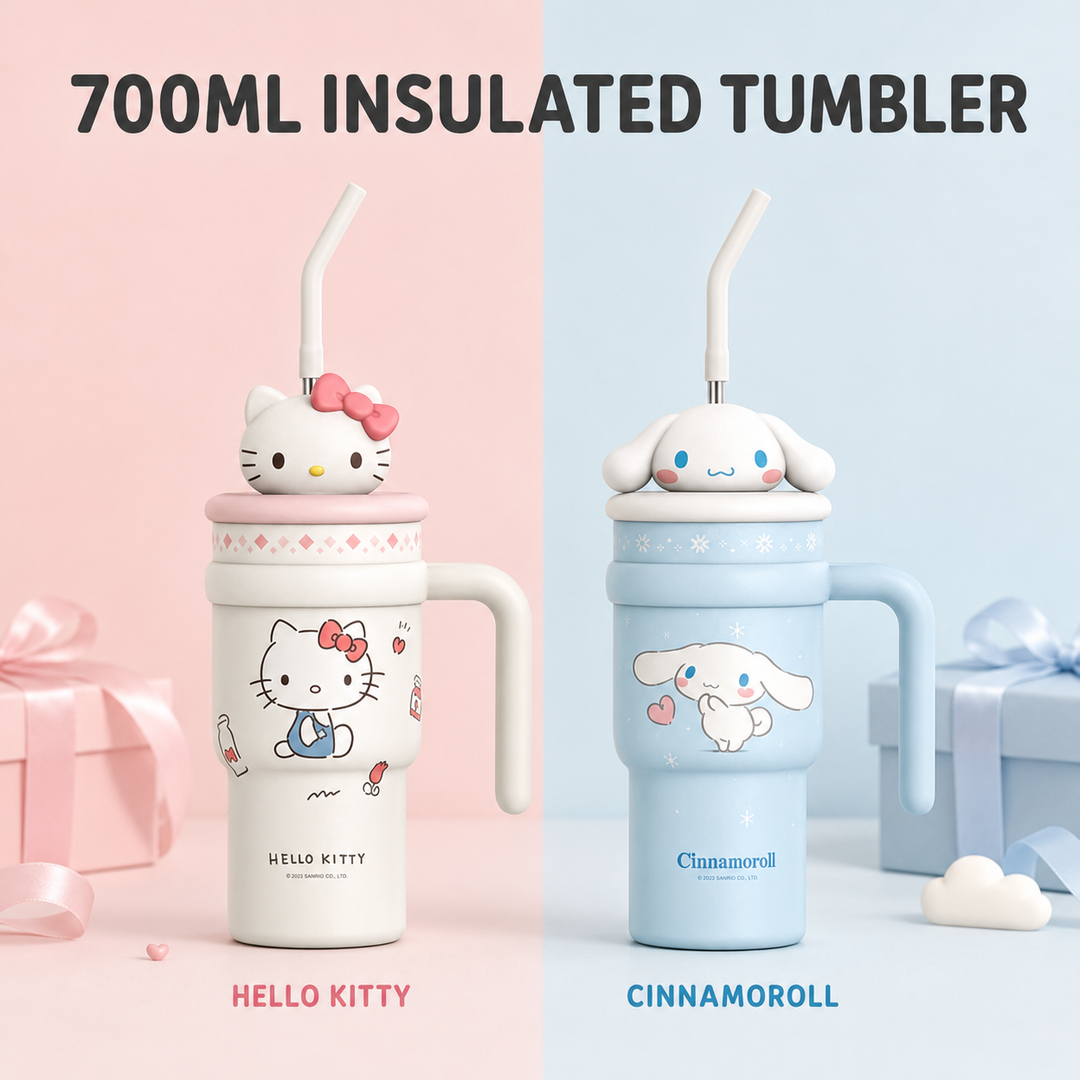 ORIGINAL Sanrio Hello Kitty & Cinnamoroll 700ml Insulated Tumbler Gift Set 保温杯大容量生日礼物三丽鸥冰霸吸管杯子