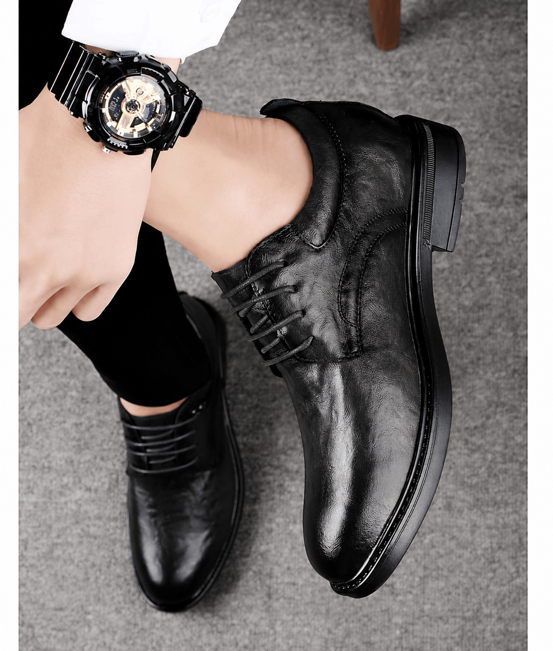 Ratio Prime Formal 5CM Height Increasing Leather Dress Shoes Kasut Tambah Tinggi  (Brown/Black Color)
