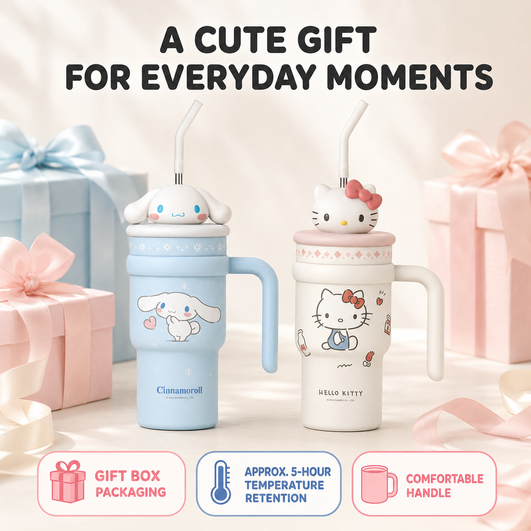ORIGINAL Sanrio Hello Kitty & Cinnamoroll 700ml Insulated Tumbler Gift Set 保温杯大容量生日礼物三丽鸥冰霸吸管杯子