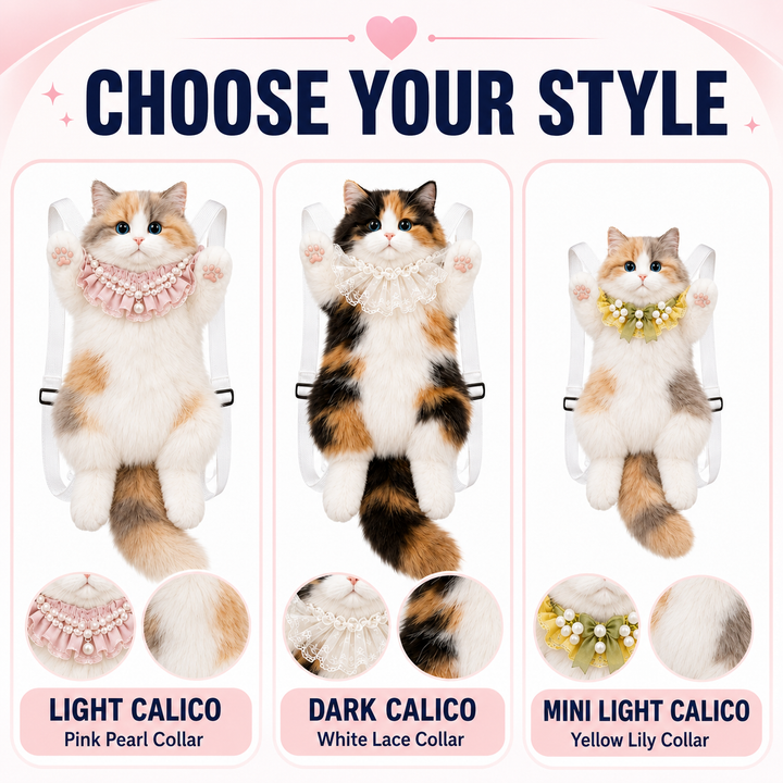 [Ready Stock Malaysia] Original Chongker Calico Cat Backpack 正版仿真三花猫毛绒背包宠客三花猫咪仿真小猫玩偶送女朋友生日背包 Free Gift Set