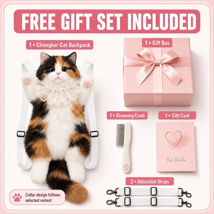 [Ready Stock Malaysia] Original Chongker Calico Cat Backpack 正版仿真三花猫毛绒背包宠客三花猫咪仿真小猫玩偶送女朋友生日背包 Free Gift Set
