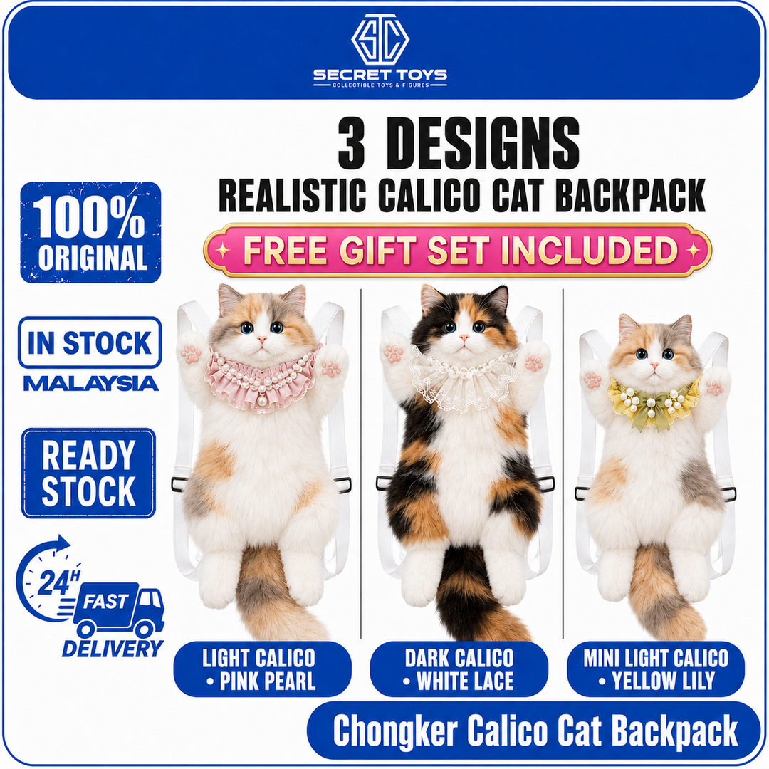 [Ready Stock Malaysia] Original Chongker Calico Cat Backpack 正版仿真三花猫毛绒背包宠客三花猫咪仿真小猫玩偶送女朋友生日背包 Free Gift Set
