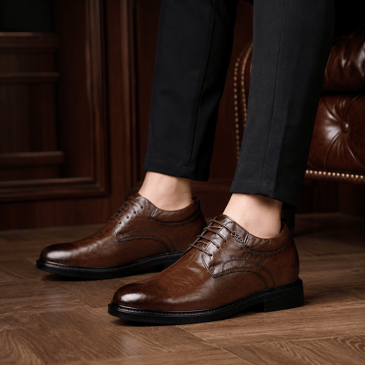 Ratio Prime Formal 5CM Height Increasing Leather Dress Shoes Kasut Tambah Tinggi  (Brown/Black Color)