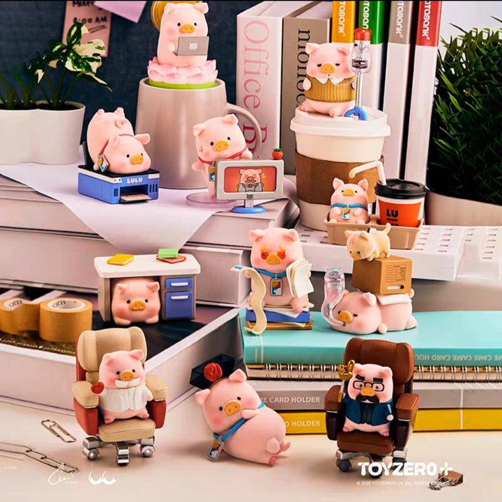 TOYZERO+ Canned Pig LuLu Pig Working Pig Blind Box Flocked Doll Trendy Toy TOYZERO+罐头猪LuLu猪上班猪事多盲盒植绒公仔潮玩桌面摆件