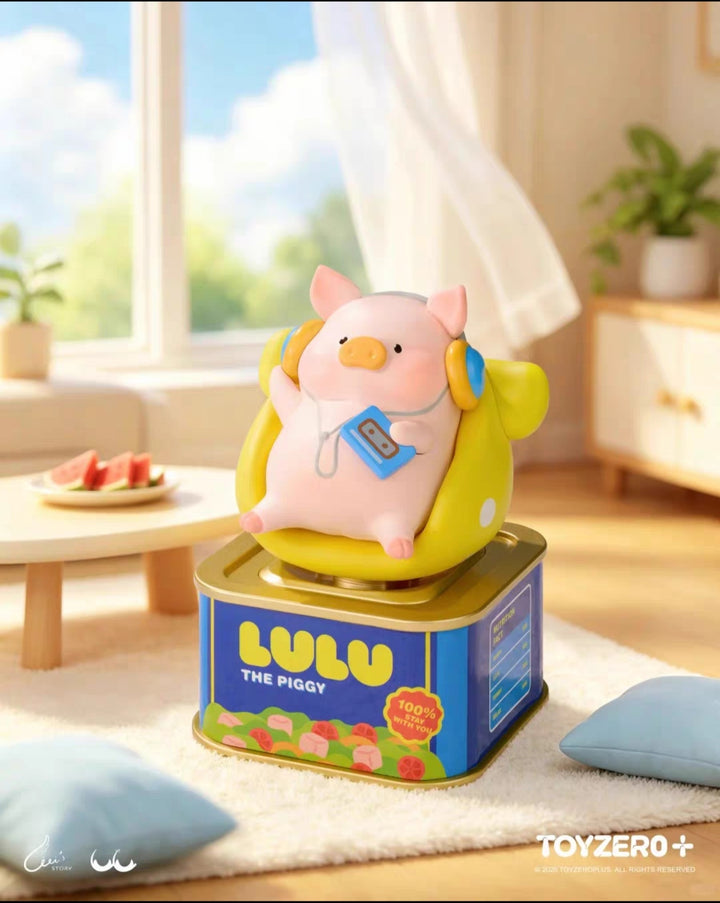 TOYZERO+ Canned Pig LuLu's Holiday Series Blind Box Light-Activated Flocked Toys零加罐头猪LuLu放假Lu系列盲盒光动植绒潮玩周边桌面摆件