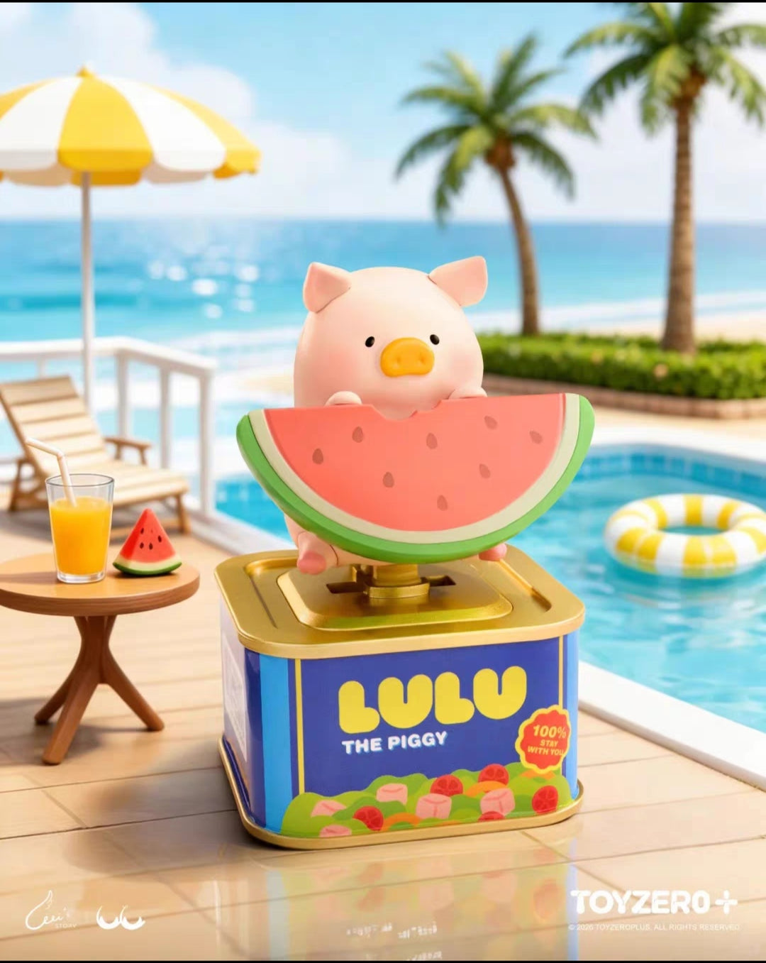 TOYZERO+ Canned Pig LuLu's Holiday Series Blind Box Light-Activated Flocked Toys零加罐头猪LuLu放假Lu系列盲盒光动植绒潮玩周边桌面摆件