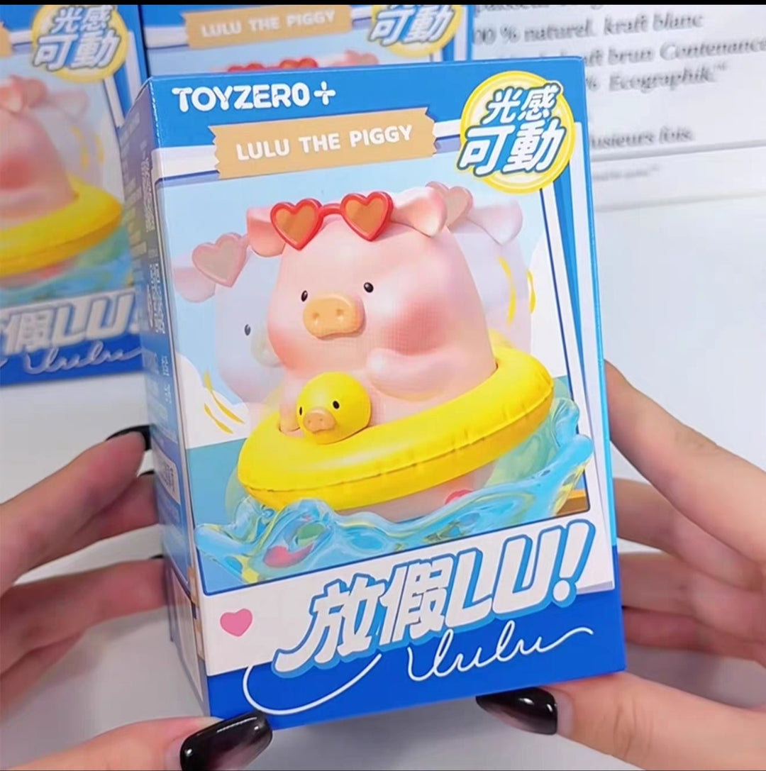 TOYZERO+ Canned Pig LuLu's Holiday Series Blind Box Light-Activated Flocked Toys零加罐头猪LuLu放假Lu系列盲盒光动植绒潮玩周边桌面摆件