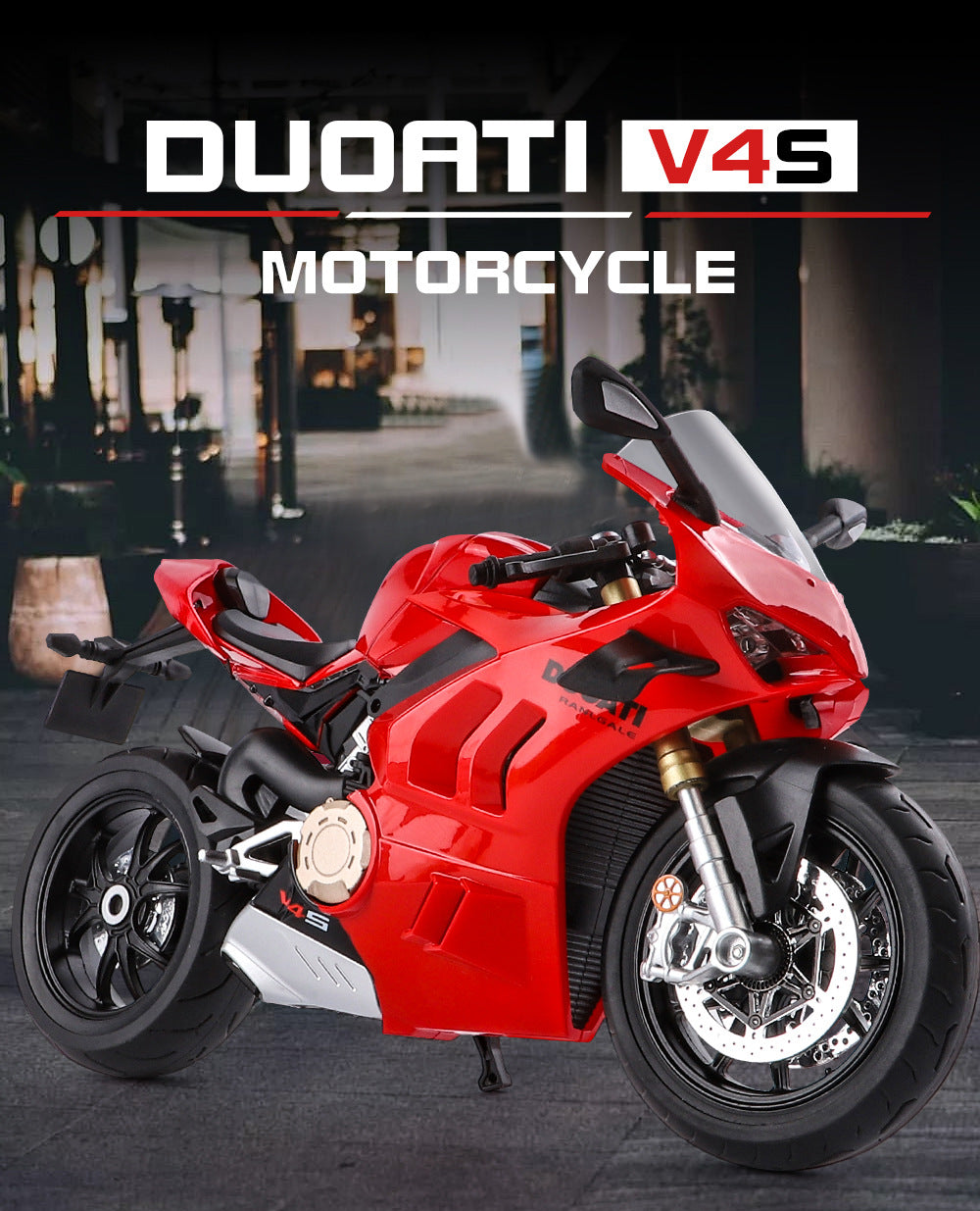 Kawasaki H2R & Ducati V4S In Red 1:9 Alloy Metal  360G Weight Model Car Super Bike