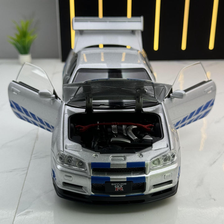 Welly 1:24 Nissan GTR R34 Diecast Model with Sound, Light (Paul Walker Edition)