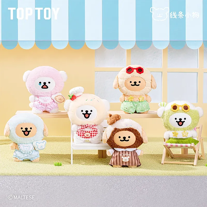 Original TOPTOY Maltese Colorful Daily Series Blind Box 线条小狗·缤纷日常系列搪胶毛绒可爱玩具桌面摆件生日礼物