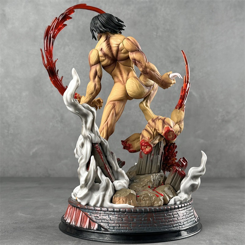 Attack On Titian Eren Battle Form Base Anime Model Figure Statue (29CM Height)