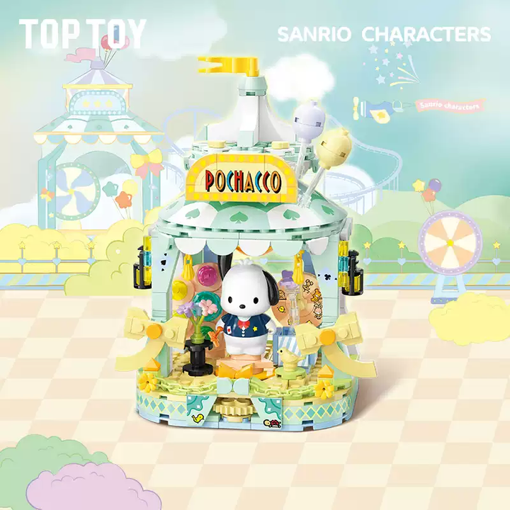 TOPTOY Sanrio Colorful Amusement Park pochacco Building Blocks Toy Girl's Gift