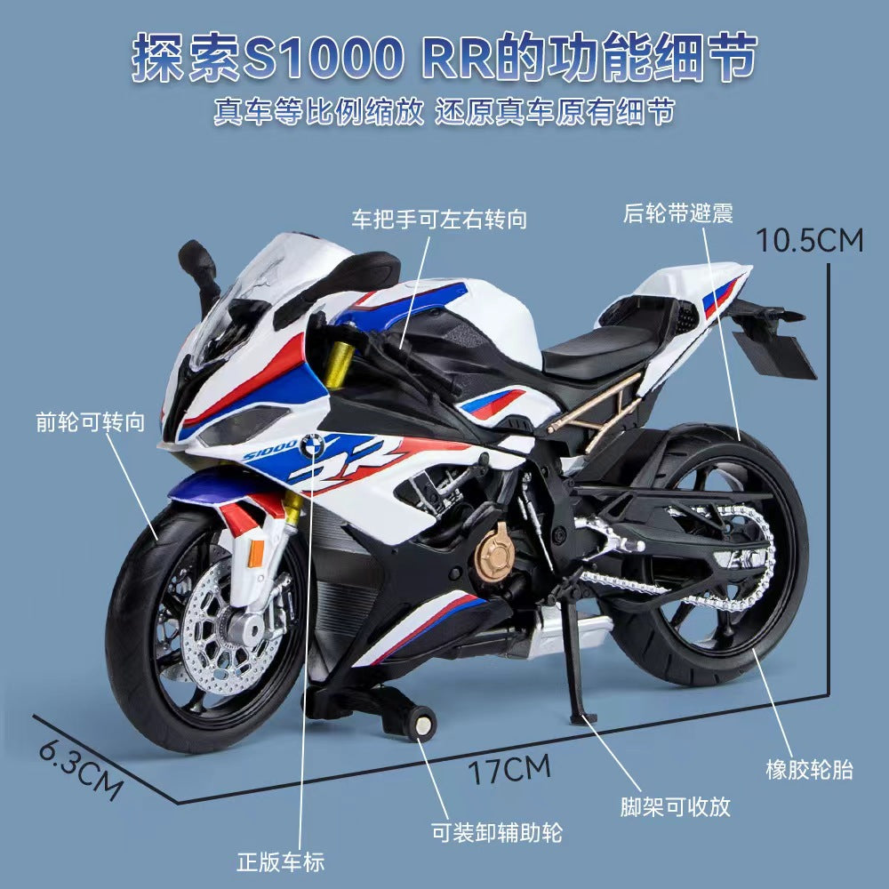 Licensed 1:12 Motorcycle Model Diecast – BMW S1000RR, Kawasaki ZX-6R, Yamaha YZF-R1, Honda CBR1000RR-R