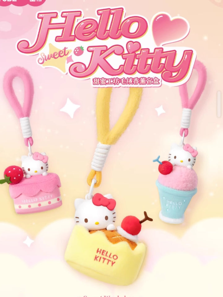 Original MINISO Hello Kitty Sweet Workshop Plush Aromatherapy Blind Box Pendant gifts 名创优品正版HelloKitty甜蜜工坊系列香薰毛绒盲盒挂件礼物