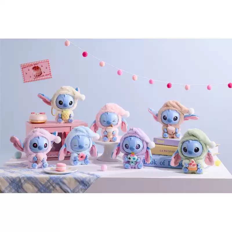 MINISO Disney Stitch Eat Something Before Sleep Series Blind Box 品史迪奇再困也要吃一口系列搪胶毛绒盲盒