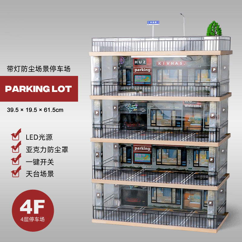 Car Park Display Box Collection Box for Car Storage Box Storage Organizer Kotak Simpan 手办展示1:32仿真汽车模型停车场车库模型