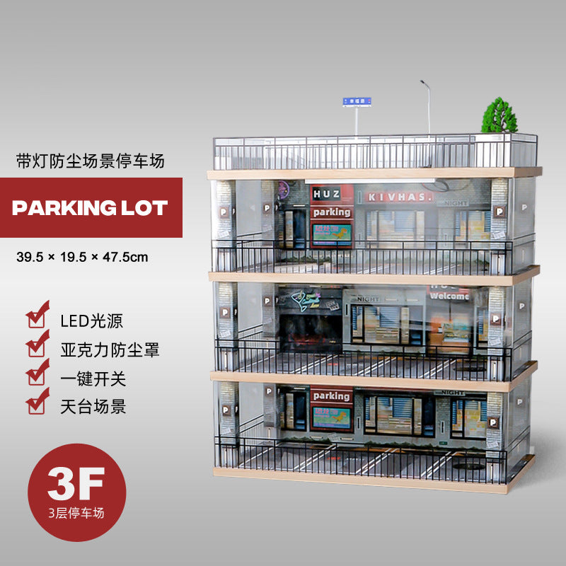 Car Park Display Box Collection Box for Car Storage Box Storage Organizer Kotak Simpan 手办展示1:32仿真汽车模型停车场车库模型