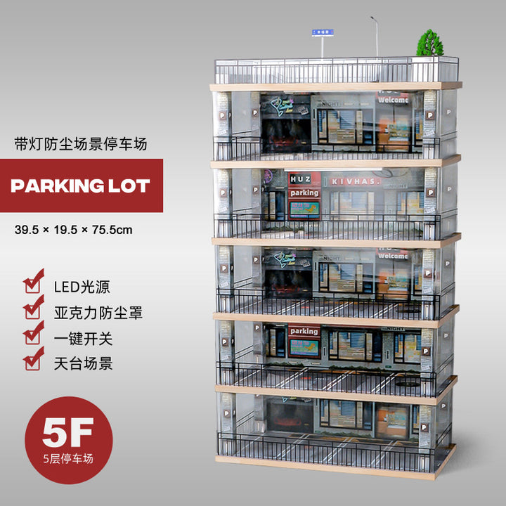 Car Park Display Box Collection Box for Car Storage Box Storage Organizer Kotak Simpan 手办展示1:32仿真汽车模型停车场车库模型