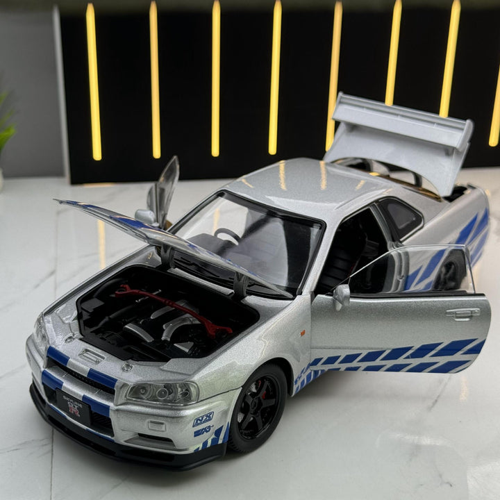 Welly 1:24 Nissan GTR R34 Diecast Model with Sound, Light (Paul Walker Edition)