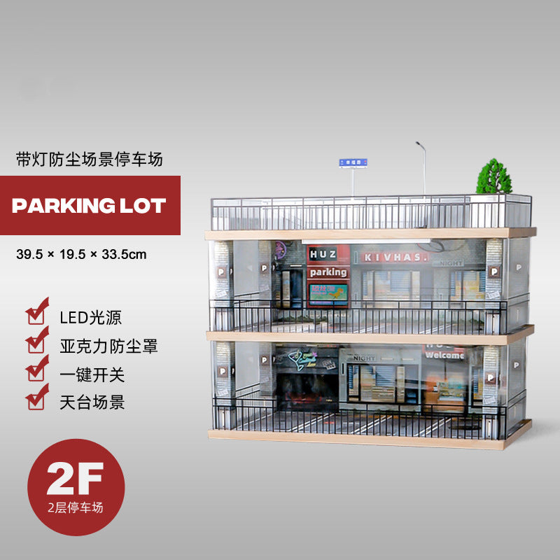 Car Park Display Box Collection Box for Car Storage Box Storage Organizer Kotak Simpan 手办展示1:32仿真汽车模型停车场车库模型